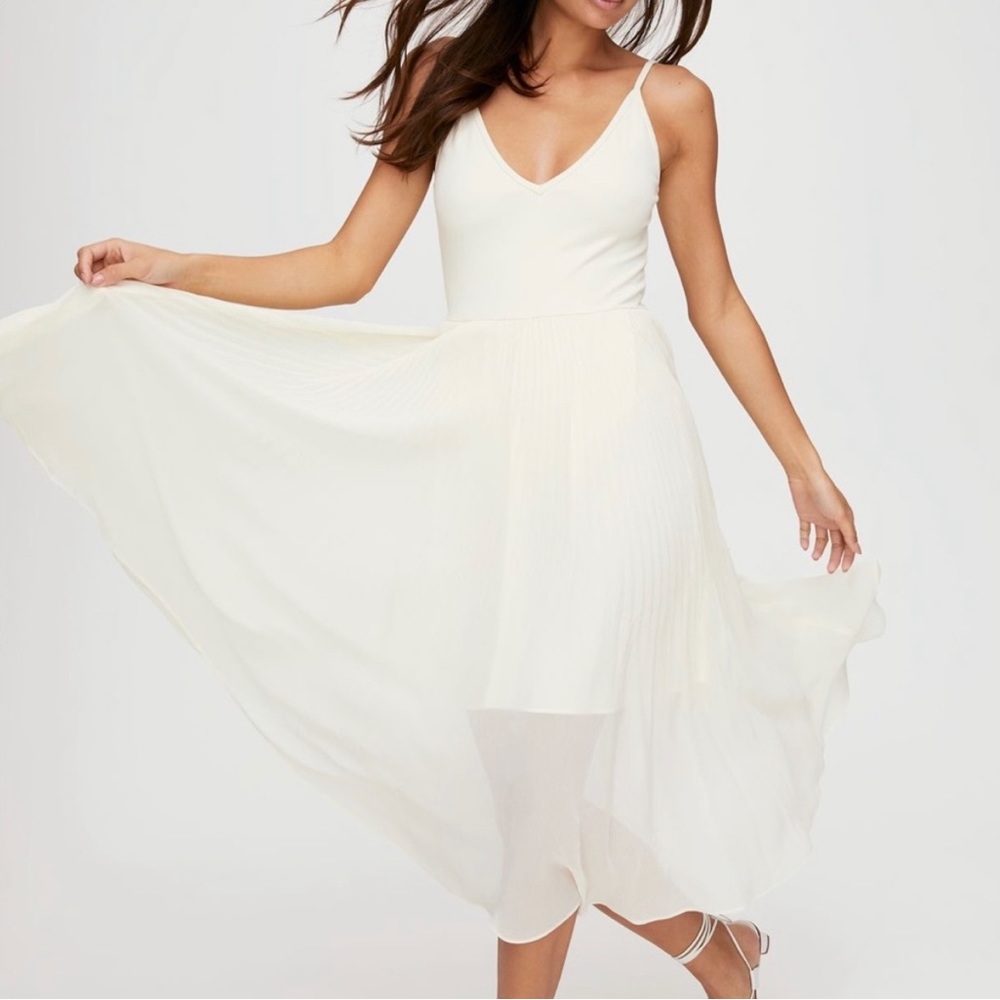 Wilfred Cream Midi Dress with Spaghetti Straps